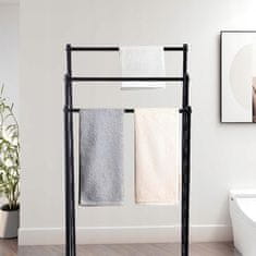 Dexxer Talno kovinsko stojalo in držalo za 3 kopalniške brisače črno mat 84cm