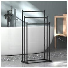 Dexxer Talno kovinsko stojalo in držalo za 3 kopalniške brisače črno mat 84cm