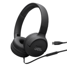 JBL Tune 520C žične slušalke, USB-C, Hi-Res Audio, mikrofon, črne (JBLT520CBLK)