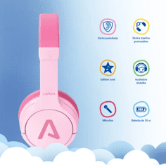 LAMAX BaseKid1 otroške brezžične slušalke, omejitev glasnosti 85 dB, roza (LXOHMBAKI01PA)
