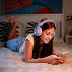 LAMAX GlowKid1 otroške brezžične slušalke, LED osvetlitev, 85 dB, roza (8595724902935)