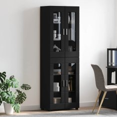 Vidaxl Visok predalnik FLORIN Črna 60 x 35 x 182 cm Konstruiran les