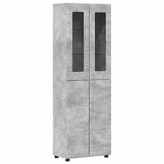 Vidaxl Visok predalnik s polico FLORIN Betonsko siva 60 x 35 x 182 cm