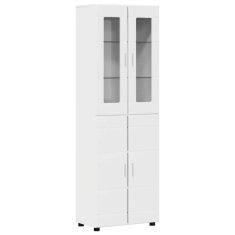 Vidaxl Visok predalnik FLORIN Visok sijaj bela 60 x 35 x 182 cm