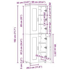 Vidaxl Visok predalnik s polico FLORIN Star les 60 x 35 x 182 cm