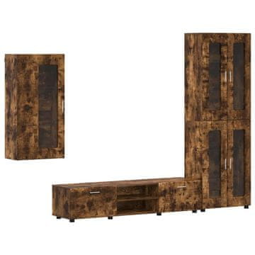 Vidaxl Komplet TV omaric s polico FLORIN Dimljeni oreh Konstruiran les