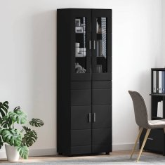 Vidaxl Visok predalnik FLORIN Črna 60 x 35 x 182 cm Konstruiran les