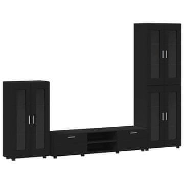 Vidaxl Komplet TV omaric s predalom FLORIN 3 pcs Črna Konstruiran les