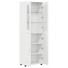 Vidaxl Visok predalnik FLORIN Visok sijaj bela 60 x 35 x 182 cm