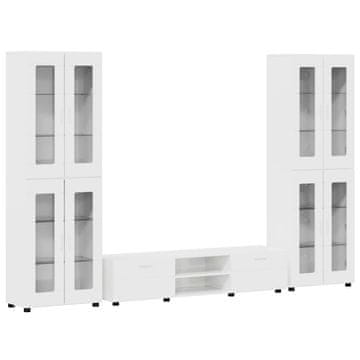 Vidaxl Komplet TV omaric FLORIN Visok sijaj bela Konstruiran les