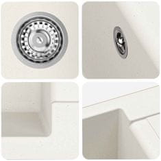 Vidaxl Umivalnica Bela 780 x 500 mm 80% Kvarc in 20% Smola