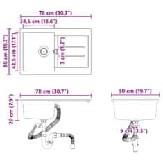 Vidaxl Umivalnica Bela 780 x 500 mm 80% Kvarc in 20% Smola