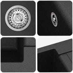 Vidaxl Umivalnica Črna 620 x 500 mm 80% Kvarc in 20% Smola