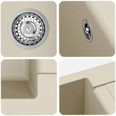 Vidaxl Umivalnica Bež 620 x 500 mm 80% Kvarc in 20% Smola