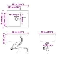 Vidaxl Umivalnica Bež 620 x 500 mm 80% Kvarc in 20% Smola
