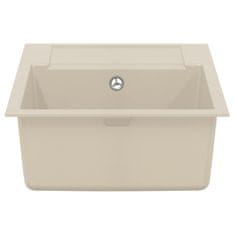 Vidaxl Umivalnica Bež 780 x 500 mm 80% Kvarc in 20% Smola