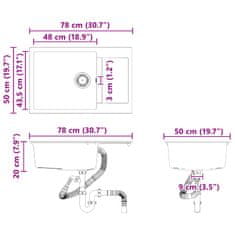 Vidaxl Umivalnica Bela 780 x 500 mm 80% Kvarc in 20% Smola