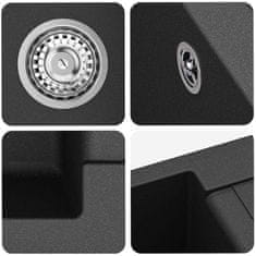 Vidaxl Umivalnica Črna 780 x 500 mm 80% Kvarc in 20% Smola