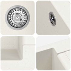 Vidaxl Umivalnica Bela 780 x 500 mm 80% Kvarc in 20% Smola