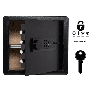 Nikcorp Domači sef 36x40x30 cm z elektronsko ključavnico in ključem, jeklen, črn