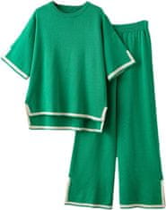 Nikcorp Ženski dvodelni komplet zelen, udoben pajac iz viskoze, ohlapen kroj, ena velikost, hlače in majica