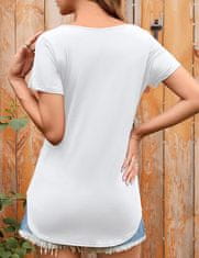 Nikcorp Bela ženska bluza s kratkimi rokavi in vezanjem spredaj, lahka poletna majica, elegantna, L