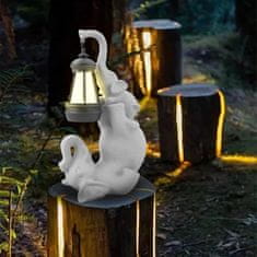 Nikcorp Figurica slon s solarno svetilko, vrtna dekoracija, smolnata, temno siva, odporna na vreme, samodejni vklop