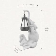 Nikcorp Figurica slon s solarno svetilko, vrtna dekoracija, smolnata, temno siva, odporna na vreme, samodejni vklop