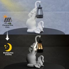 Nikcorp Figurica slon s solarno svetilko, vrtna dekoracija, smolnata, temno siva, odporna na vreme, samodejni vklop