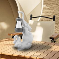 Nikcorp Figurica slon s solarno svetilko, vrtna dekoracija, smolnata, temno siva, odporna na vreme, samodejni vklop