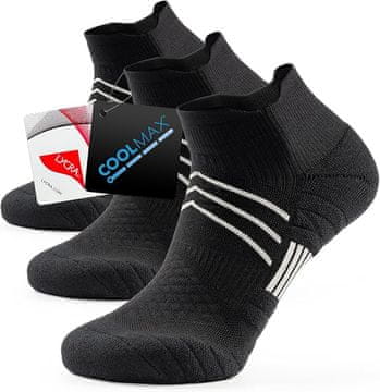 Nikcorp Športne nogavice za tek nizke 43-46, 3 pari, podložene, dihajoče, uniseks, črne