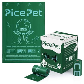 Nikcorp Biorazgradljive vrečke za pasje iztrebke 270 kosov, kompostne, neprepustne, debelejše 18 mikronov, zelene, 23x33cm