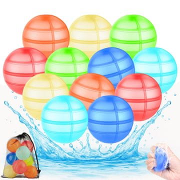 Nikcorp Silikonske vodne bombe za večkratno uporabo, 12 kosov, samozapiralne igrače za poletno zabavo na vrtu in plaži