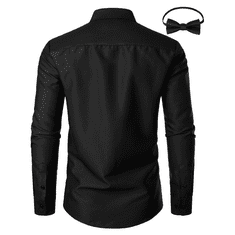 Nikcorp Moška formalna srajca črtasta siva Regular Fit z metuljčkom, velikost M, elegantna za poroko ali poslovne priložnosti