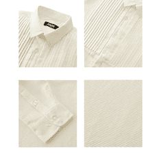 Nikcorp Moška formalna srajca s črtami in metuljčkom, Regular Fit, kremna, velikost S