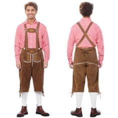 Nikcorp Moški Oktoberfest komplet: usnjene hlače, naramnice, rdeča srajca, nogavice, bavarski kostum, S