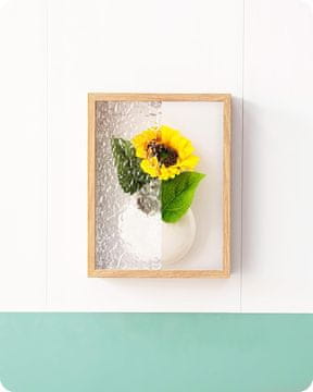 Nikcorp Stenska vaza keramična v okvirju, dekorativna, viseča, bela, z valovitim akrilnim ozadjem, moderna