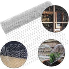 Nikcorp Šesterokotna žična mreža 40 cm x 6 m, 13 mm, pocinkana ograja za vrt in živali s kleščami, vezicami in rokavicami