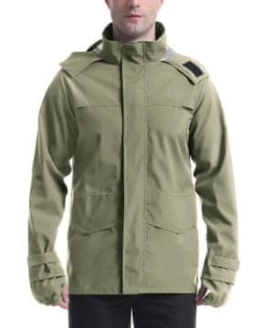 Nikcorp Moška dežna jakna vodoodporna s kapuco, zračna vetrovka za kolesarjenje in prosti čas, L, khaki