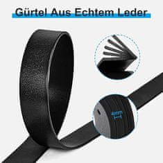 Nikcorp Moški usnjeni pas črn 110 cm, nastavljiv, s klasično zaponko, širina 38 mm, naravno usnje, darilna škatla