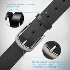 Nikcorp Moški usnjeni pas črn 110 cm, nastavljiv, s klasično zaponko, širina 38 mm, naravno usnje, darilna škatla