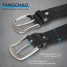 Nikcorp Moški usnjeni pas črn 110 cm, nastavljiv, s klasično zaponko, širina 38 mm, naravno usnje, darilna škatla