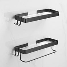 Nikcorp Stenska polica za začimbe 35 cm, kuhinjsko stojalo brez vrtanja z držalom za brisače in kavlji, samolepilna