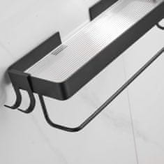 Nikcorp Stenska polica za začimbe 35 cm, kuhinjsko stojalo brez vrtanja z držalom za brisače in kavlji, samolepilna