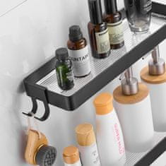 Nikcorp Stenska polica za začimbe 35 cm, kuhinjsko stojalo brez vrtanja z držalom za brisače in kavlji, samolepilna