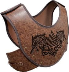 Nikcorp Vikinški prsni oklep iz PU usnja, Fenrir Vegvisir, reliefni kostum za cosplay in LARP, nastavljiva velikost