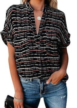 Nikcorp Ženska poletna bluza tunika opečnato rdeča, kratki rokavi, V-izrez, lahka, ohlapen kroj, velikost L