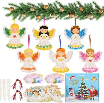 Nikcorp Ustvarjalni komplet za otroke 24 kosov angelčkov, božični okraski, bleščice, vrvice, pisala, samolepilno