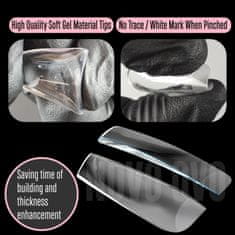 Nikcorp Gel konice za nohte Extra Thick Press-on, prozorne, 336 kosov, 14 velikosti, PMMA mehak gel za profesionalno manikiro
