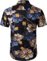 Nikcorp Moški poletni komplet srajca in kratke hlače, dvodelni, cvetlični vzorec, havajski stil, moder